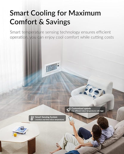 Super Quiet Register Booster Fan for 4" x 10" Register Holes, Smart Register Vent with Dual Intelligent Thermostat and WIFI App Control, Heating Cooling AC Vent Fan (White)