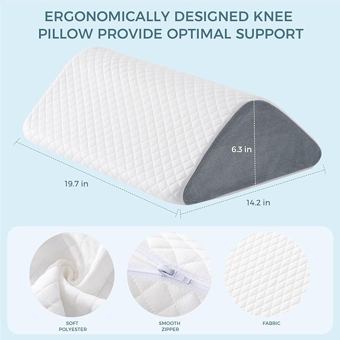 Knee Wedge Pillow 6.3'' for Post-Surgery Recovery-Leg Elevation Support for Sleep Position, Alleviating Lower Back & Hip Pain Enhancing Circulation in Ankles Legs Triangle Pillow with Removable Cover