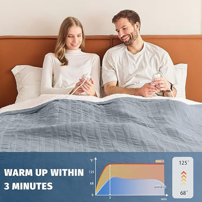 Heated Electric Blanket King Size - 90" x 100" Heating Blanket with Dual Control, 10 Heating Levels & 8 Hours Auto Off, Soft Warm Flannel Blanket, Christmas Birthday Gifts for Senior Grandma