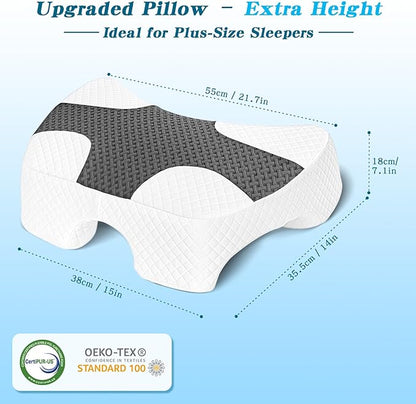 Side Sleeper Pillow with Arm Hole, Upgraded Height Arm Pillow for Larger Frames, Shoulder Relief System, Premium Memory Foam, Suitable for Side, Back and Stomach Sleepers - Grey