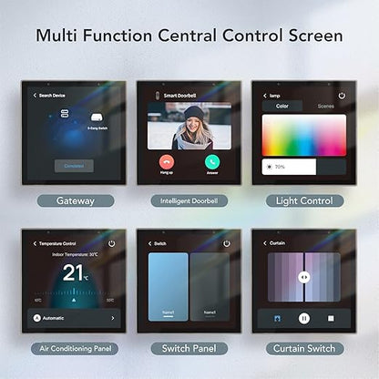 Smart Switch Smart Light Switch Scene Wall Switch Panel 100 to 240V with 4 Inch Touch Screen and Voice Control for Smart Home Control (Compatible with ZigBee and BT Devices)