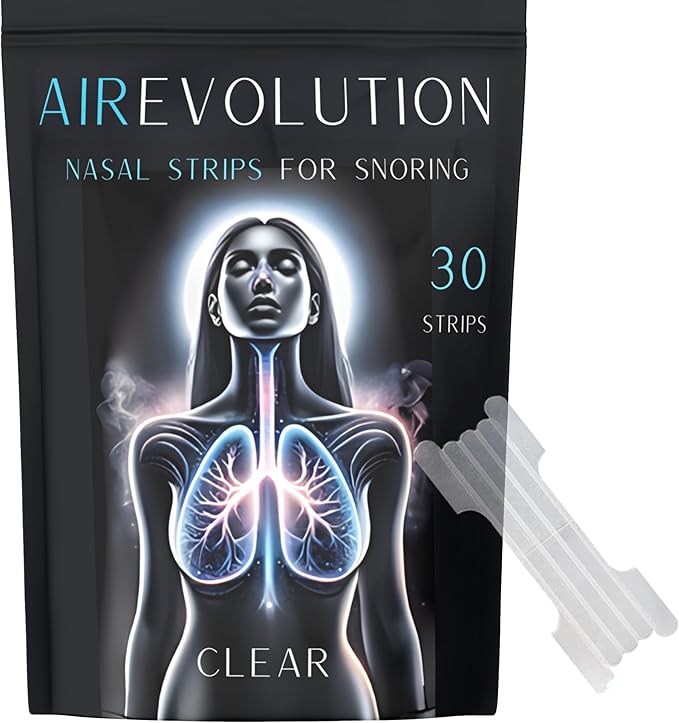 Airevolution Nasal Strips for Snoring Clear - Nose Strips for Breathing - Snore Strips 30 Count