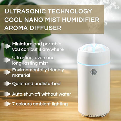Car Diffuser, Car Humidifier, Car Diffusers for Essential Oils, Smart Car Air Freshener Diffuser, USB Cool Mist Humidifier Diffuser for Car Home Office Bedroom (White)