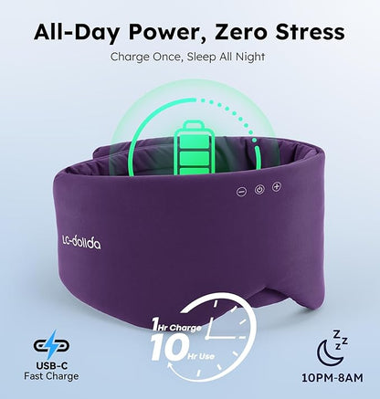 Luxury Bluetooth 5.4 Sleep Mask for Adults - Ice Fiber Cooling & HD Sound, 100% Light Blocking Adjustable Eye Cover for Travel & Side Sleepers - Soft Sleep Headphones with 10H Playtime