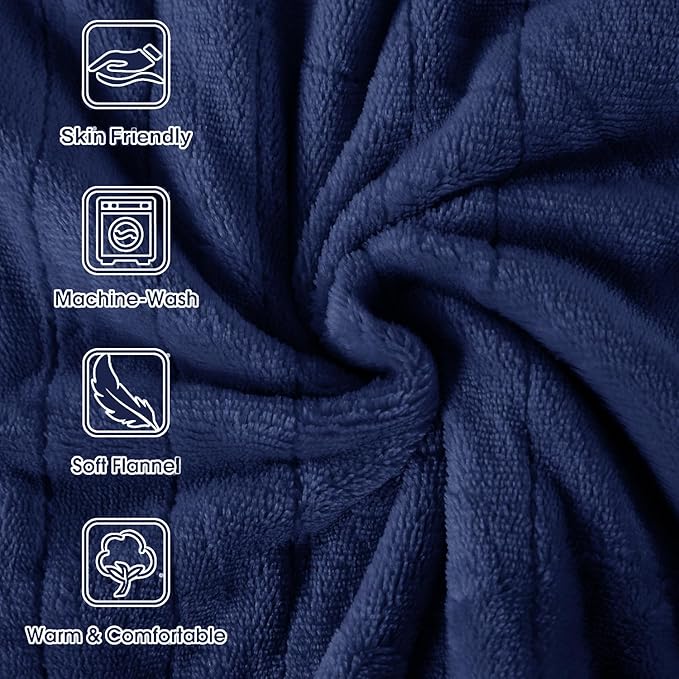Tefici Electric Heated Blanket Throw, Super Cozy Soft 2-Layer Flannel 50" x 60" Heated Throw with 6 Heating Levels & 4 Hours Auto Off, Machine Washable, ETL&FCC Certified, Home Office Use,Blue