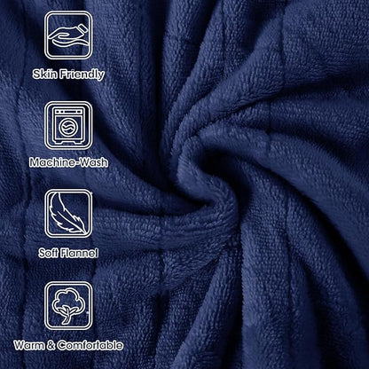 Tefici Electric Heated Blanket Throw, Super Cozy Soft 2-Layer Flannel 50" x 60" Heated Throw with 6 Heating Levels & 4 Hours Auto Off, Machine Washable, ETL&FCC Certified, Home Office Use,Blue