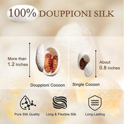 YOUR MOON Luxurious Summer/Spring Lightweight Mulberry Silk Comforter King Size,100% Natural Long Strand Silk Fill Duvet Blankets, Luxury Bedding Summer, Noiseless Cotton Shell (White)