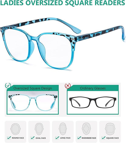 Eyekepper Ladies Reading Glasses - 4 Pack Large Square Readers for Women
