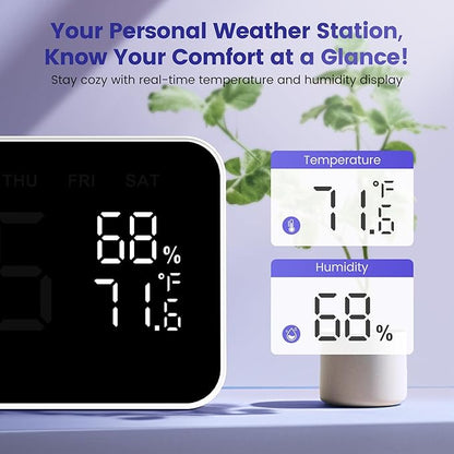 Dekala Digital Alarm Clocks for Bedrooms, Loud Alarm Clock for Heavy Sleepers, Temperature & Humidity Detect, Dual Alarms Weekday/Weekend Mode, Large Display Auto Dimmer, Sleep Sound，9 Ringtone