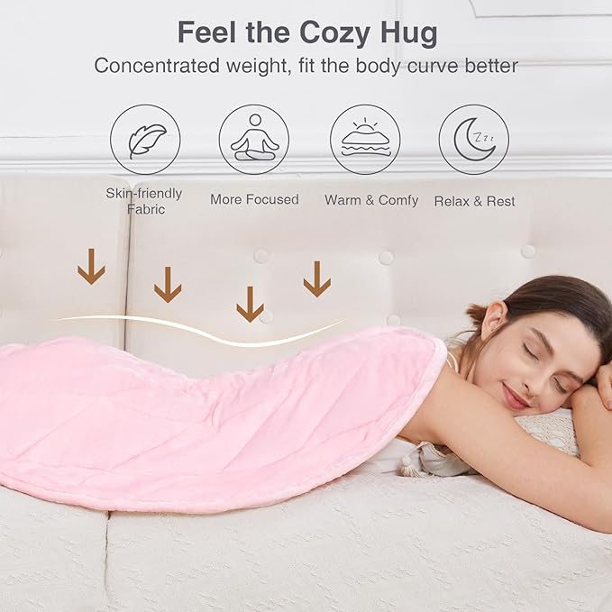 Alomidds Weighted Lap Blanket 7lbs for Adults, Cozy Soft Flanne Portable Travel Weighted Blanket, Small Weighted Blanket for Relaxing, Sleeping, Napping, Machine Washable, Pink, 29" x 24"