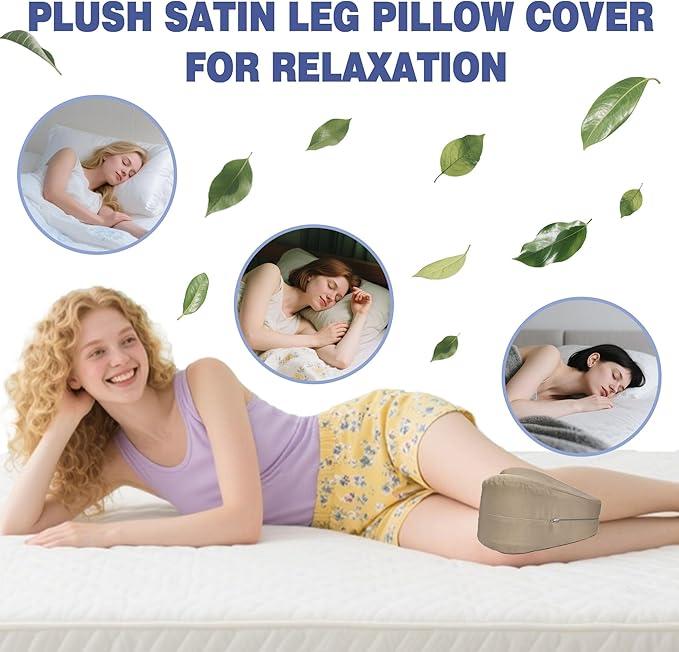 xcivi Satin Pillowcase for Contour Memory Foam Side Sleeper Support Pillow, Pillowcover for Knee Pillow, Smooth & Soft Pillow Cover (Champagne)