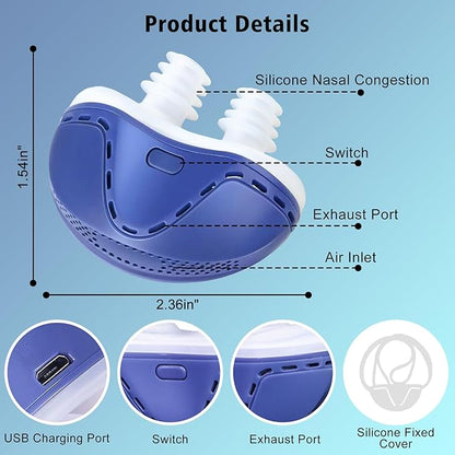 Mini Anti Snoring Devices for Snoring, Effective Anti Snoring Device, Peaceful Sleep Snore Solution - Suitable for All Nose Shapes and Both Men and Women (2 Replaceable Silicone Tips)