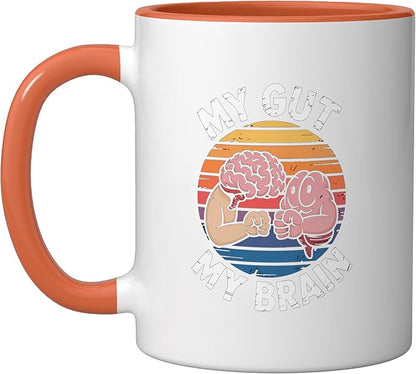 Relaxation Breathing Vagus Nerve Stimulation Stress Relief Ceramic Mug, Orange/White