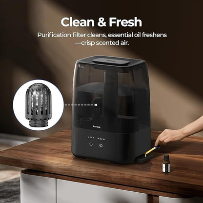 Top Fill Humidifiers for Bedroom, 4.0L Tank Cool Mist Humidifiers for Large Room, 40H Runtime, 28dB Quiet Ultrasonic Air Humidifier for Home, Plants with 9H Timer, Aroma Tray
