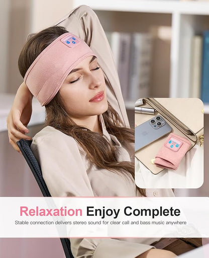 Perytong Sleep Headphones - Headband Headphones - Bluetooth Headband for Side Sleeper, Elastic Music Headphone Band Cozy ASMR Wireless Eye Mask Tech Gadgets Gifts for Women Men