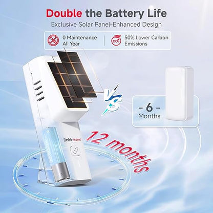 BaldrTherm Solar Bluetooth Temperature & Humidity Monitor, Wireless Thermometer with Date Storage, Real-Time Alerts, 262 Feet Connecting Range, Apply for Room Greenhouse, Pet Cages, 3pack