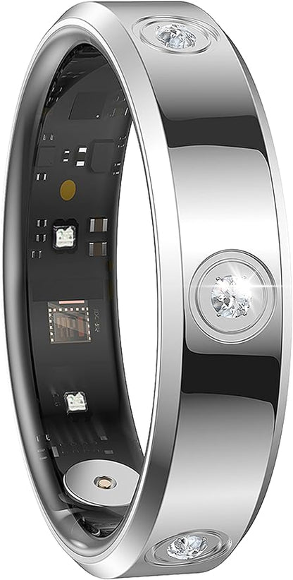 Ladies Smart Ring for Women Health Ring Heart Rate Monitor Sleep Tracker Fitness Tracker Calories Step Counter Pedometer Gesture Control Waterproof Compatible with iOS Android Phones Elegant Ring