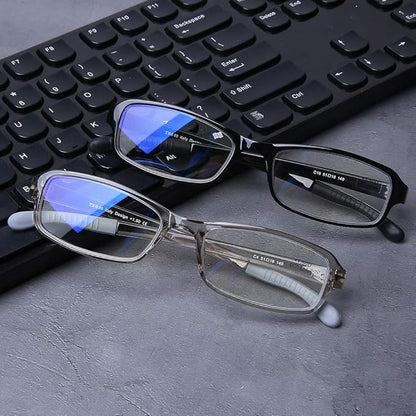 DOOViC 2 Pack Reading Glasses for Women Men TR90 Flexible Lightweight Anti Eyestrain Blue Light Blocking Computer Readers