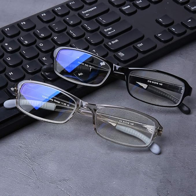 DOOViC 2 Pack Reading Glasses for Women Men TR90 Flexible Lightweight Anti Eyestrain Blue Light Blocking Computer Readers