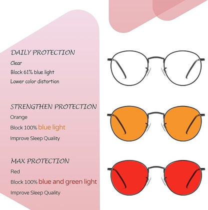 Sleep Blue Light Blocking Glasses for Men and Women, Computer Gaming Glasses Anti Eyestrain & UV Glare