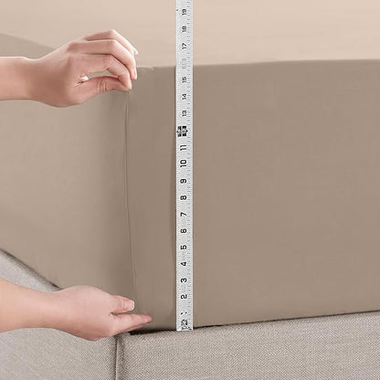 Empyrean 4 Pack Full Fitted Sheets - Deep Pocket, Fits 14-16 Inch Mattress, Ultra Soft Microfiber, Wrinkle-Resistant, Shrinkproof & Fade Resistant Sheets for Full Size Beds, Taupe