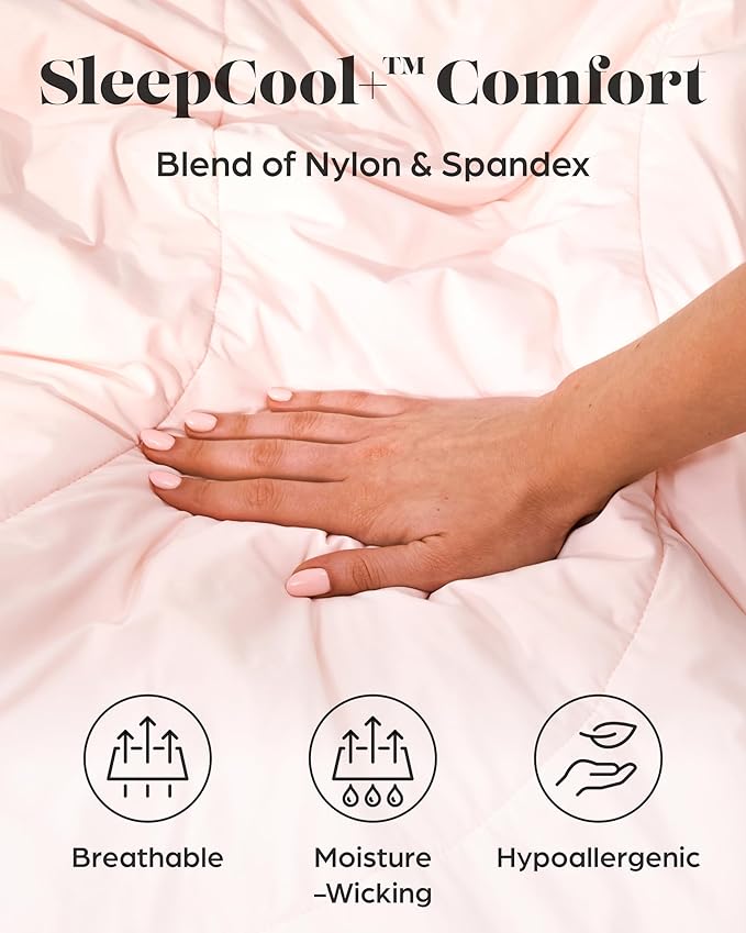 Lavish Comforts® Cooling Comforter Twin Size│Best Cooling Blanket for Hot Sleepers│Cool Blankets for Hot Sleepers│ Pink Bedding Blush Comforter│Q-Max>0.4│Twin XL Blanket