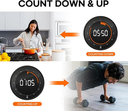 Visual Digital Timer - 60 Min Countdown & Count Up, Large LED Screen with Red Visual Disc, Magnetic Silent Timer for Kids, Seniors, Classroom, Kitchen Cooking, ADHD & Autism Productivity Tool