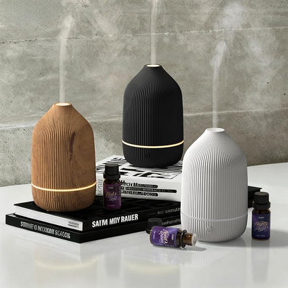 Essential Oil Diffuser, 100ml Aromatherapy Diffuser, Mini Ultrasonic Diffuser for Essential Oil, Home, Office, Cool Mist Humidifier with 7 Led Light, Auto Shut-Off, Black