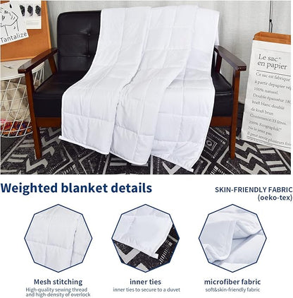 Weighted Blanket 7lbs Twin Size White 41"x60" Weighted Blankets Heavy Blanket are Comfortable and Cozy