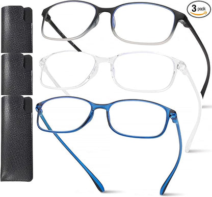 AQWANO 1.75 Reading Glasses Men Women Computer Blue Light Blocking, 3 Pack Lightweight TR90 Flexible Frame Comfort Durable Readers Glasses, No Rubber Frames