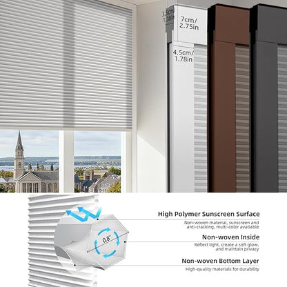 ZSTARR Motorized Skylight Shades Blackout Cellular Honeycomb Electric Blinds with Solar Panel Cordless Rechargeable with Remote for Roof and Slanted Windows Custom Size (LF Printed Greyscale)