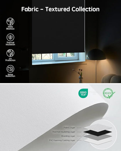 Yoolax Motorized Blinds with Remote, Blackout Smart Blinds for Windows Motorized Roller Shades, Automatic Window Shades Compatible with Alexa Custom Size (Blackout-Pure White)
