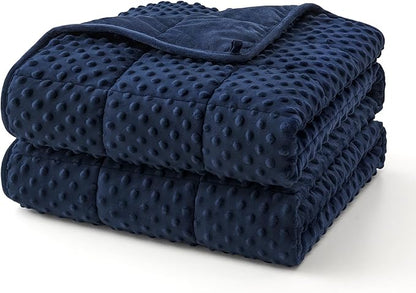 Topcee Weighted Blanket for Adults (20lbs 60"x80"), Minky Dots Heavy Blanket for 190-210lbs Sleeping, Soft, Cozy and Cooling Weighted Throw Blankets, Machine Washable, Blue