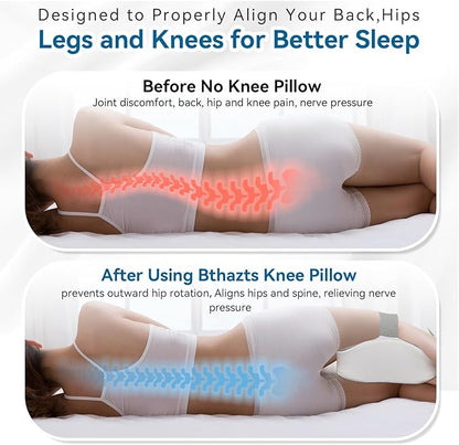 Long Knee Pillow for Side Sleepers Between Legs, Memory Foam Leg Pillow for Side Sleeping with Strap, Sciatica Pain Relief Pillow for Hip Pain, Spine Aligning, Back Pain, Pregnancy-Under