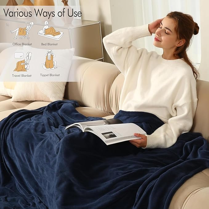 Electric Blanket Full Size, 72"x84" Heated Blanket Full Size with 1-10 Hours Adjustable Timer & 6 Heating Levels, Ultra Soft and Thick Heating Blanket for Full Body Warming, Blue