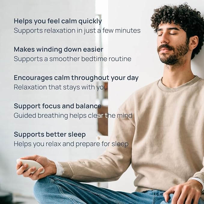 Moonbird Breathing Tool for Relaxation & Sleep Support – Guided Breathwork for Calm, Meditation & Stress Support – Portable & Rechargeable – Soft White