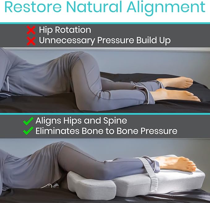 Leg Pillow for Side Sleeping - Hip Pain Pillow for Between Legs - Memory Foam Wedge for Hip, Knee, Back Relief, Pregnancy, Sciatica - Orthopedic Breathable, Machine Washable Cover