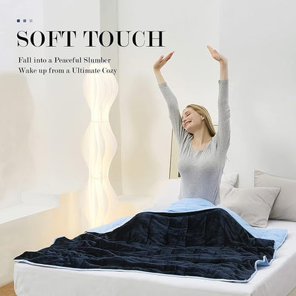 Satwip Weighted Blanket Queen Size 15lbs Fuzzy Warm Flannel Throw Blanket with Soft Breathable Sanded, 60 x 80 inches, Blue