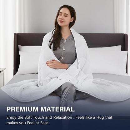 CuteKing Weighted Blanket for Adults: Weighted Blanket with Premium Glass Beads - Breathable Heavy Blanket for Comfort Sleep - Thick Blanket for Adult All Season (12lbs, 48"x72", White)