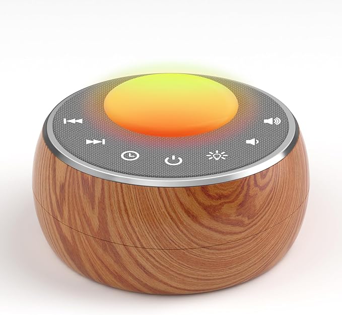 Peakeep White Noise Portable Sound Machine Sleeping Light for Adults Baby, Loud Clear Speaker, 25 Hours Continuous Audio 27 Noise Fan Nature No-looping Sounds, 30 Volume, Battery Operated