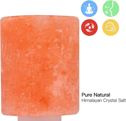 Betus Natural Crystal Himalayan Salt Wall Lamp - Air Purifying Night Light - 360° Rotatable Plug 7W Bulb - Cylindrical