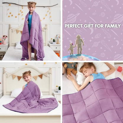 Purple Weighted Blanket Kids 3lbs, 36"x48", Cooling Heavy Throw Blanket for 20-40lbs, Microfiber Soft Thick Big Blankets Weighted Comforter Breathable Gift for Sleeping