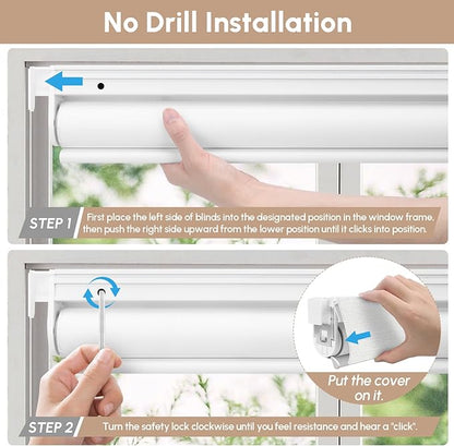 Kincmo No Drill Motorized Blinds with Remote, 100% Blackout Roller Shades for Windows, Custom Electric Blinds Compatible with Alexa, Apple Homekit, Google Home (100% Blackout Dreamy White)