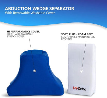 NYOrtho Abduction Wedge Knee Separator for Hip Surgery Recovery – 4" Orthopedic Pillow for Leg Support, Contracture Prevention & Post Surgery Use – Wheelchair or Bed – Wipeable, Fluid-Resistant