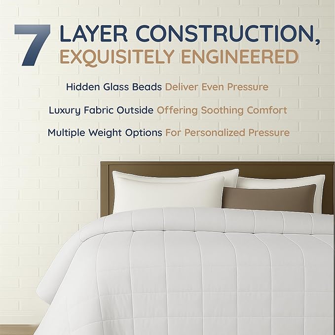 HomeSmart Products White Weighted Blanket Queen Size 30 lbs - Premium Ultra Soft Fabric