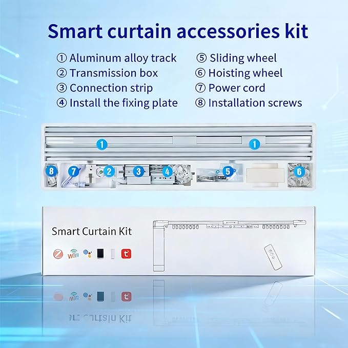Smart Curtains, Universal Electric Curtain Accessories Installation Kit, Aluminum Alloy Thickened Silent Track 165.3''(4.2m), Including a Complete Set of Accessories, Excluding Curtain Motor