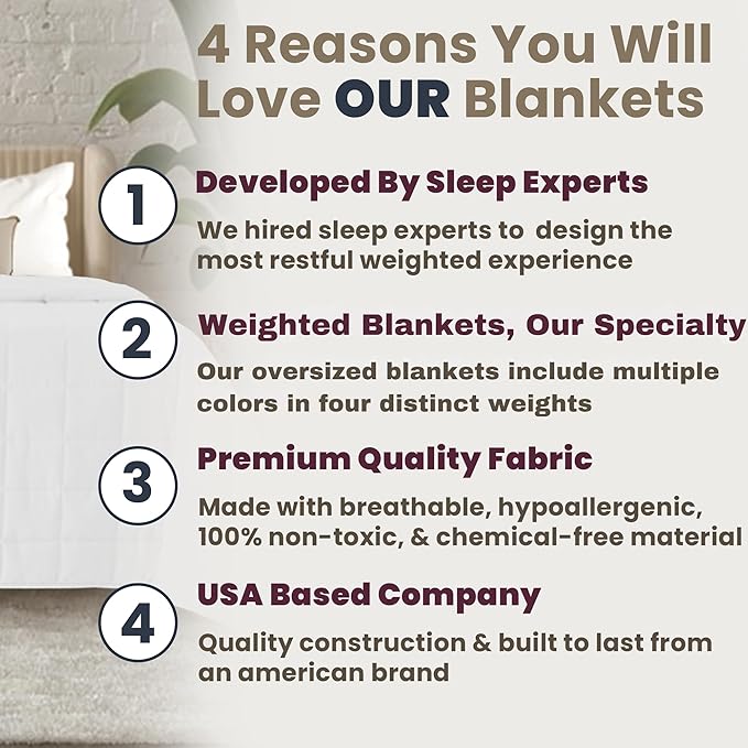Homesmart 50 lbs Weighted Blanket King Size, Heaviest Weighted Blanket, Breathable Soft Fabric, 50 Pounds, White