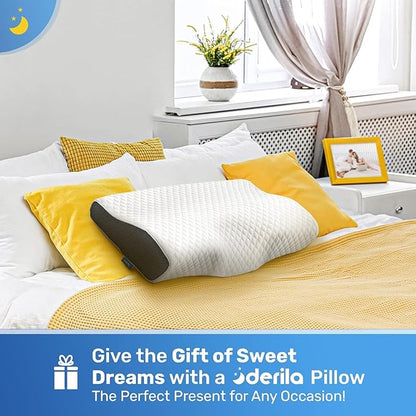 Derila Cervical Queen Size Pillow for Sleeping - Support Pillow for Side, Back, Stomach Sleepers - Contour Best Bed Pillows for Sleeping 23.6" x 13.4" x 4.3"