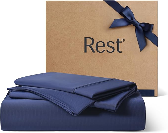 REST® Evercool®+ Starter Sheet Set, King, Blue, Breathable Bed Sheets for Hot Sleeper and Night Sweats, with Pillowcases, with Ionic+ Self-Cleaning Silver Yarn for Sensitive Skin, 3PCS No Flat Sheet