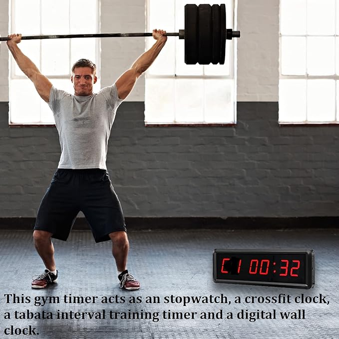 LED Digital Countdown Wall Clock Fitness Timer Stopwatch for Gym (1.5inch Digital High)